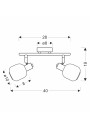 Andrus ceiling light 2xE14 silver 40 cm - product dimensions