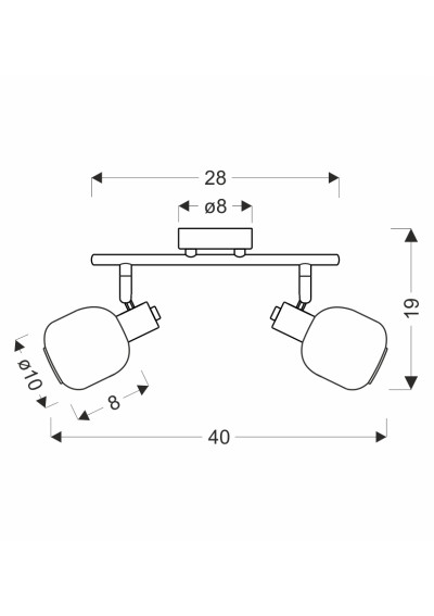 Lampa sufitowa Andrus 2xE14 srebrny 40 cm - wymiary produktu