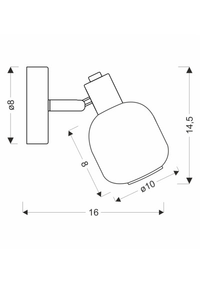 Lampa ścienna Andrus 1xE14 srebrny 16 cm - wymiary produktu