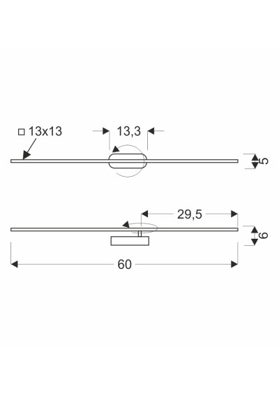 Lampa ścienna Bagette 8 W LED 4000 K czarny 60 cm - wymiary produktu