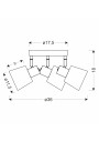Biloba ceiling light 3xE14 black 36 cm - product dimensions