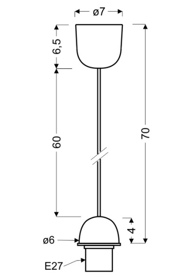 Element oświetleniowy Linka 1xE27 czarny 7 cm - wymiary produktu