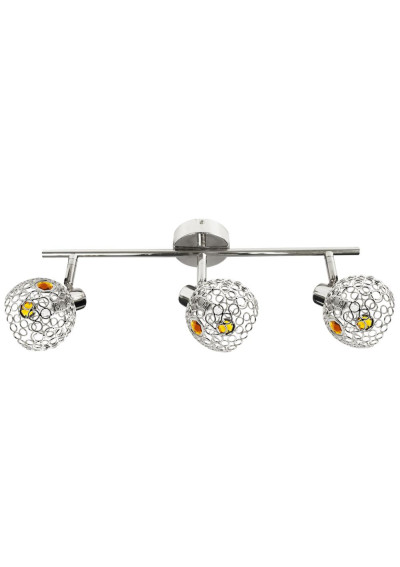 Lampa sufitowa Aron 3xG9 chromowy, kryształ bursztynowy 55 cm