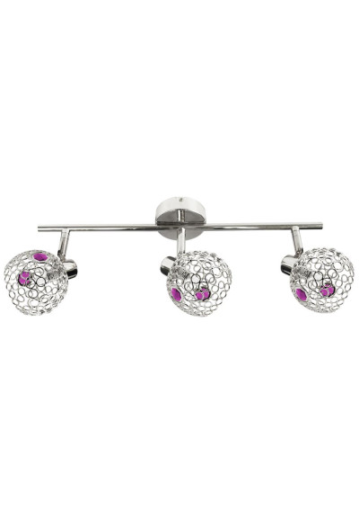 Aron ceiling light 3xG9 chromee, kryształki fioletowe 55 cm