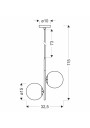 Lampa wisząca Duo 2xE14 złoty 32,5 cm - wymiary produktu