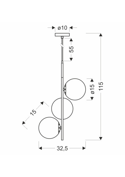 Lampa wisząca Duo 3xE14 złoty 32,5 cm - wymiary produktu