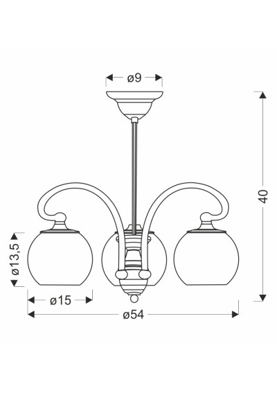 Tores pendant light 3xE27 patynowy 54 cm - product dimensions
