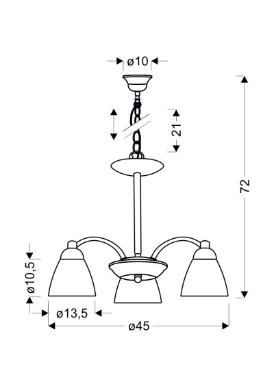 Lampa wisząca Cavallo 3xE27 nikiel mat 45 cm - wymiary produktu