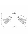 Curtis ceiling light 2xE14 grey 38 cm - product dimensions