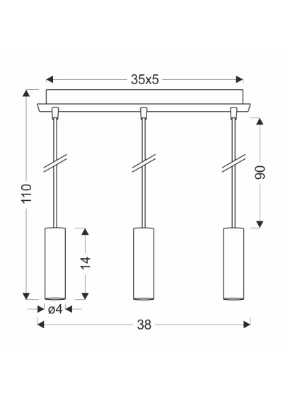 Dallas pendant light 3xE27 gold 7 cm - product dimensions