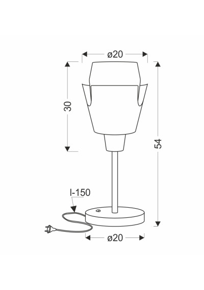 Falun table lamp 1xE27 żółty 20 cm - product dimensions