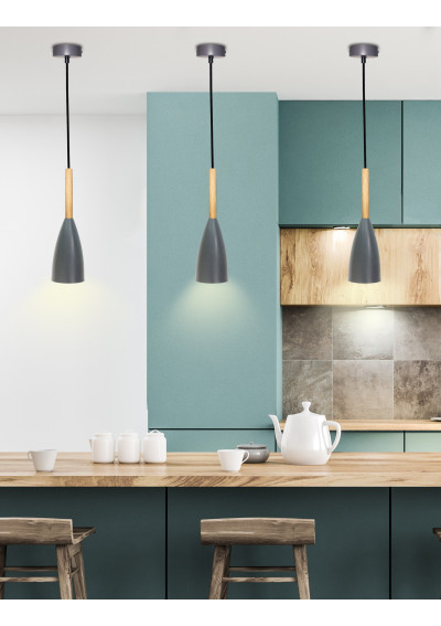 Lampa wisząca Trosa 1xE27 szary 10 cm - zdjęcie produktu 1