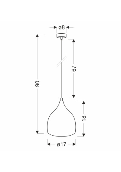 Ystad pendant light 1xE27 black 17 cm - product dimensions