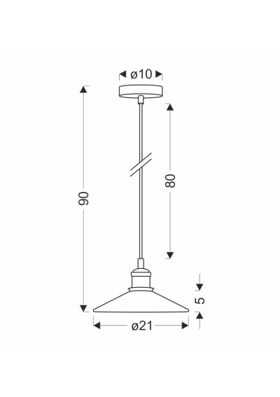 Chester pendant light 1xE27 clear/patyna 21 cm - product dimensions