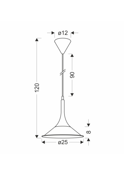 Lampa wisząca Kiruna 1xE27 czarny 25 cm - wymiary produktu