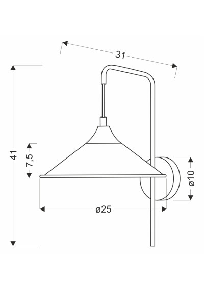 Kiruna wall light 1xE27 black 25 cm - product dimensions
