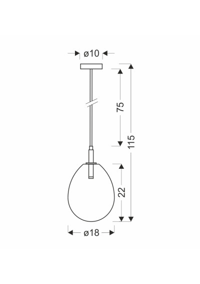Lukka pendant light 6 W LED 3000 K chromee 18 cm - product dimensions
