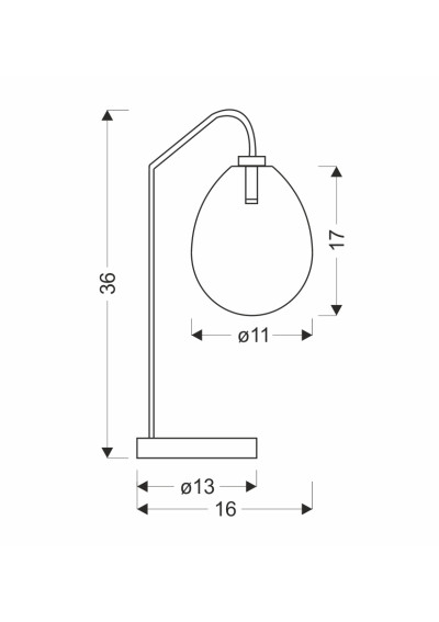 Lukka table lamp 1xG9 chabrowy 13 cm - product dimensions