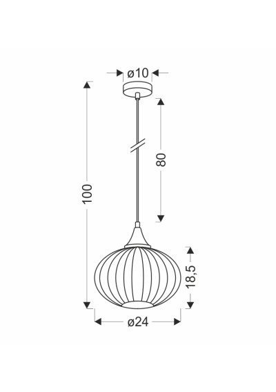 Exeter pendant light 1xE27 black 24 cm - product dimensions