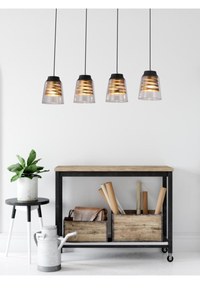 Fresno pendant light 4xE27 black 84 cm - product image 1