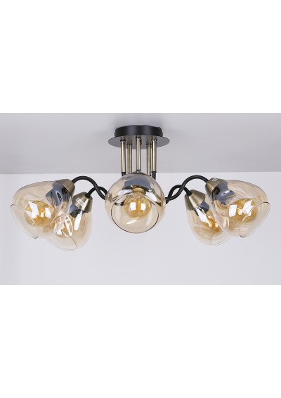 Lampa sufitowa Unica 5xE27 czarny + złoty 64 cm