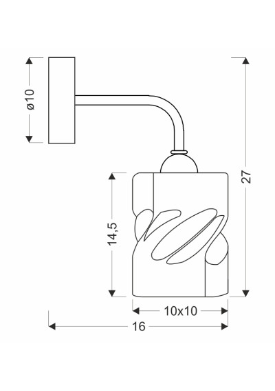 Felis wall light 1xE27 16 cm - product dimensions