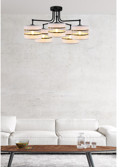 Lampa wisząca Andy 5xE27 szary + złoty 72 cm - zdjęcie produktu 3