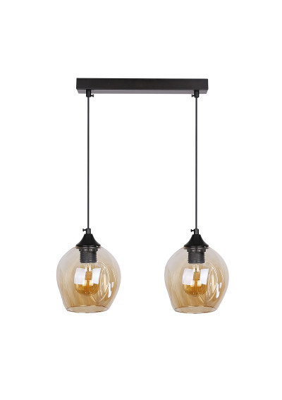 Aspa pendant light 2xE27 black, klosz brown 48 cm