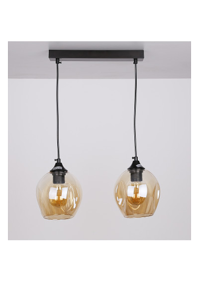 Aspa pendant light 2xE27 black, klosz brown 48 cm - product image 1