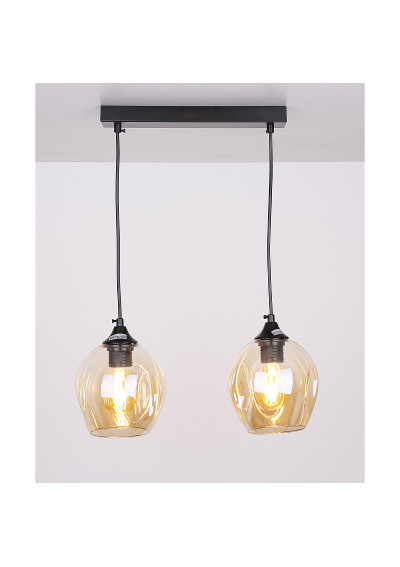 Aspa pendant light 2xE27 black, klosz brown 48 cm - product image 3