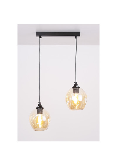 Aspa pendant light 2xE27 black, klosz brown 48 cm - product image 4