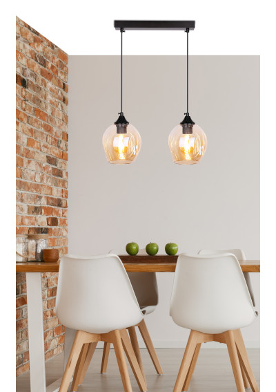 Aspa pendant light 2xE27 black, klosz brown 48 cm - product image 5