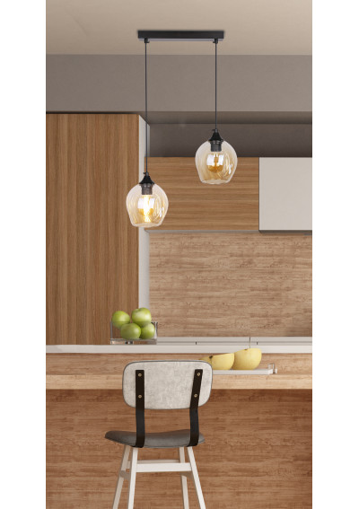 Aspa pendant light 2xE27 black, klosz brown 48 cm - product image 6
