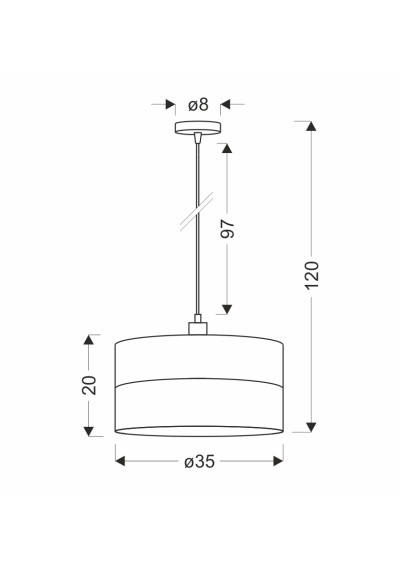 Lampa wisząca Grosseto 1xE27 35 cm - wymiary produktu