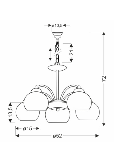 Lampa sufitowa Medina 52 cm - wymiary produktu