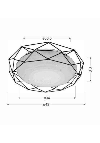 Sven ceiling light chromee 43 cm - product dimensions