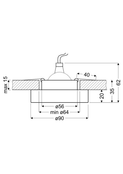 Oprawa stropowa Ss-31 MR16 czarny 9 cm - wymiary produktu