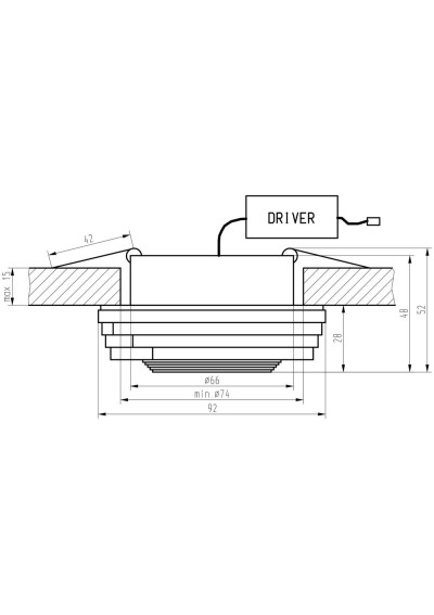 Oprawa stropowa Ss-32 3 W LED 3000 K bursztynowy 9,2 cm - wymiary produktu