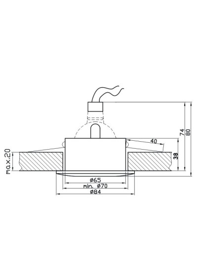 Sh-08 ceiling fitting 1xMR16 satynowy 8,4 cm - product dimensions