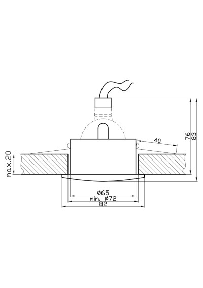 Oprawa stropowa Sh-05 1xMR16 satynowy 8,2 cm - wymiary produktu