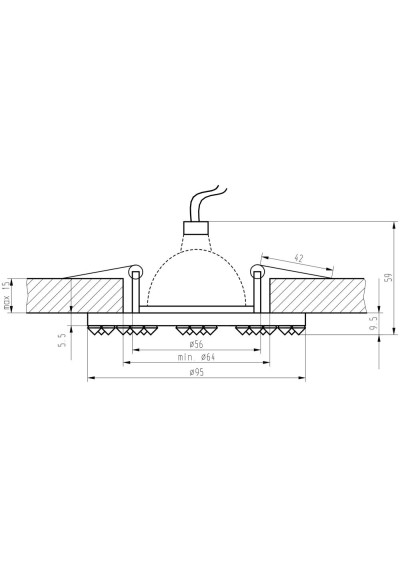 Oprawa stropowa Ss-17 MR16 chromowy, szkło bezbarwne 9,4 cm - wymiary produktu