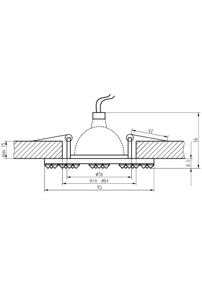 Oprawa stropowa Ss-20 MR16 chromowy, szkło bezbarwne 9,5 cm - wymiary produktu