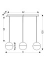 Furni pendant light 15 W LED 4000 K black 71 cm - product dimensions