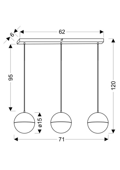 Lampa wisząca Furni 15 W LED 4000 K czarny 71 cm - wymiary produktu