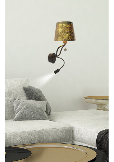 Saria wall light 3000 K black / gold 31 cm - product image 2