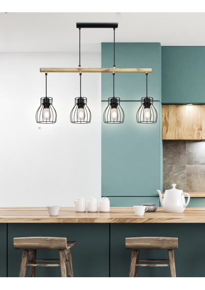 Bernita pendant light 4xE27 black 86 cm - product image 1