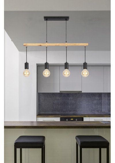 Izzy pendant light 4xE27 black 81 cm - product image 1