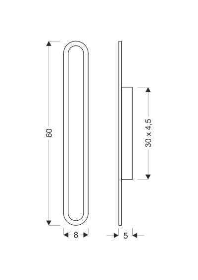 Stick outdoor wall light 20 W LED 3000 K black 60 cm - product dimensions