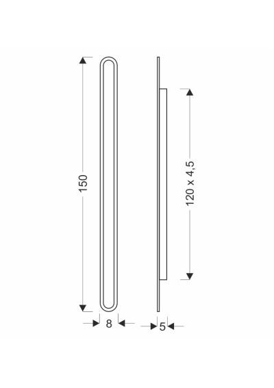 Kinkiet zewnętrzny Stick 45 W LED 3000 K czarny 150 cm - wymiary produktu