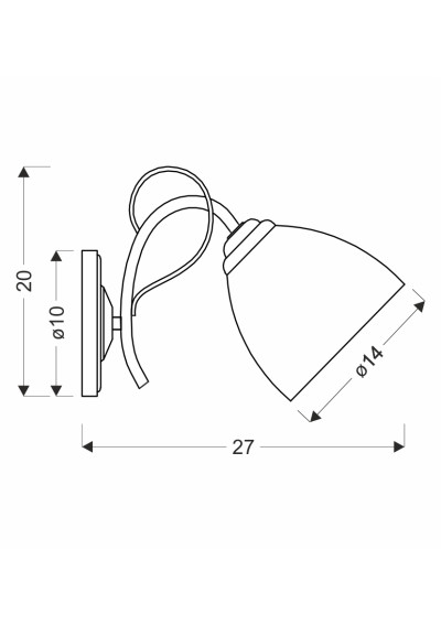 Elotte wall light 1xE27 chromee 27 cm - product dimensions